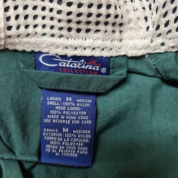 Catalina Womens Medium Green Hooded 1/2 Zip Kangaroo Pocket Hoodie Windbreaker - Picture 12 of 14